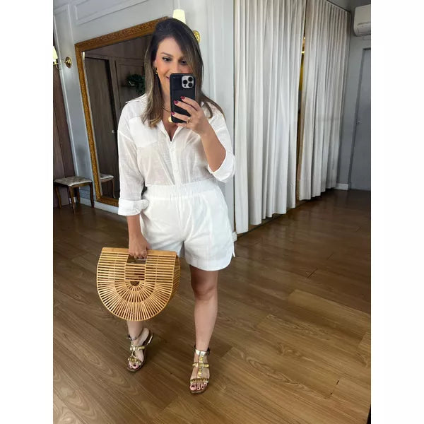 CONJUNTO SHORT E CAMISA 100% ALGODÃO MARIA