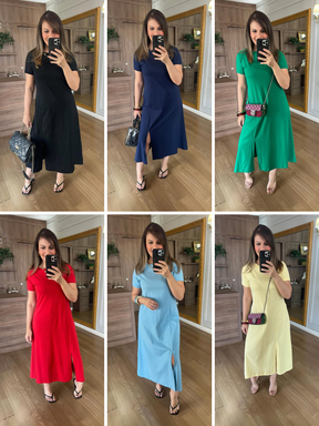 Vestido Fenda – Moderno, Leve e Super Versátil (COMPRE 1 LEVE 2) (+BOLSA DE BRINDE)
