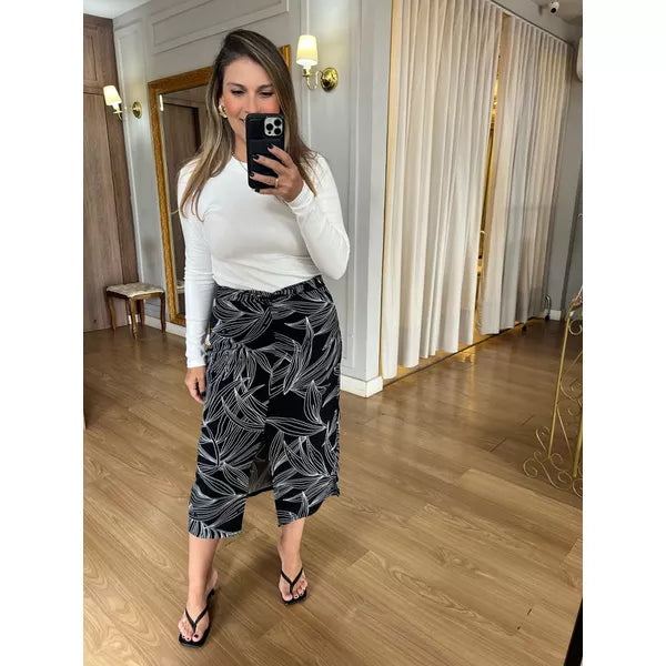 SAIA MIDI - ESTAMPA PRETA E BRANCO